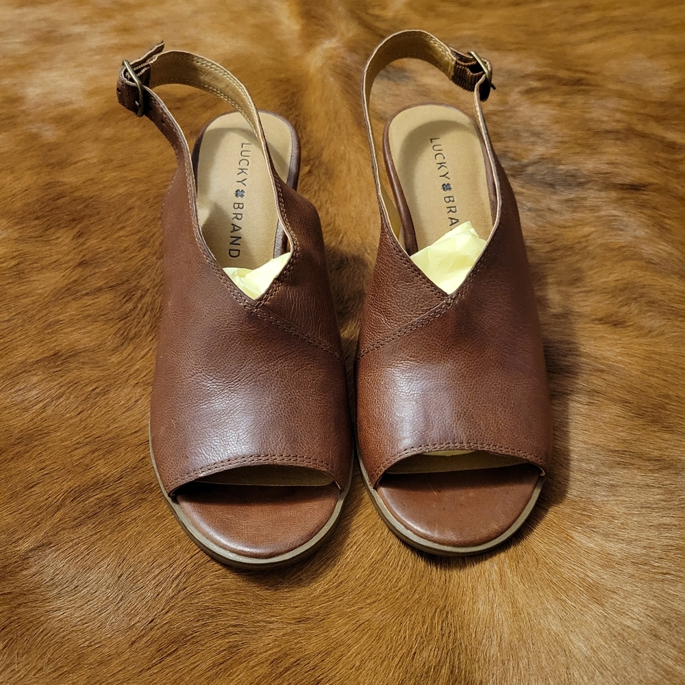Lucky Brand block heel,  leather sandal